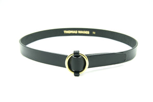 1" Brass Ring Belt, Black