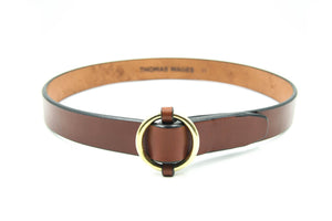 1.25" Brass Ring Belt, Oak