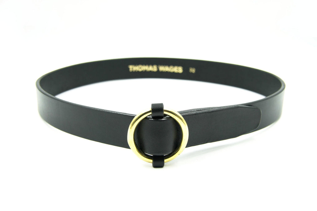 1.25" Brass Ring Belt, Black